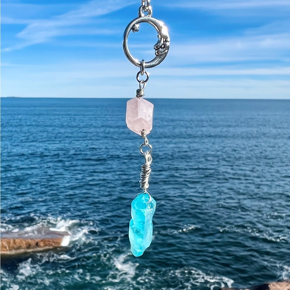 Blue Luna Aura Quartz Necklace - Picture 1 of 5